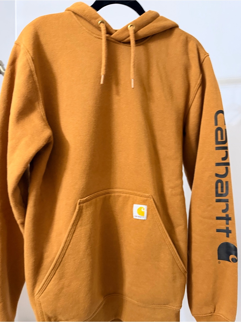 Carhartt Men's Caramel/Tan Crewneck Hooded Sweatshirt with Sleeve Logo